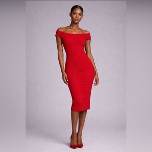 Elegant Red Off-Shoulder Dress
